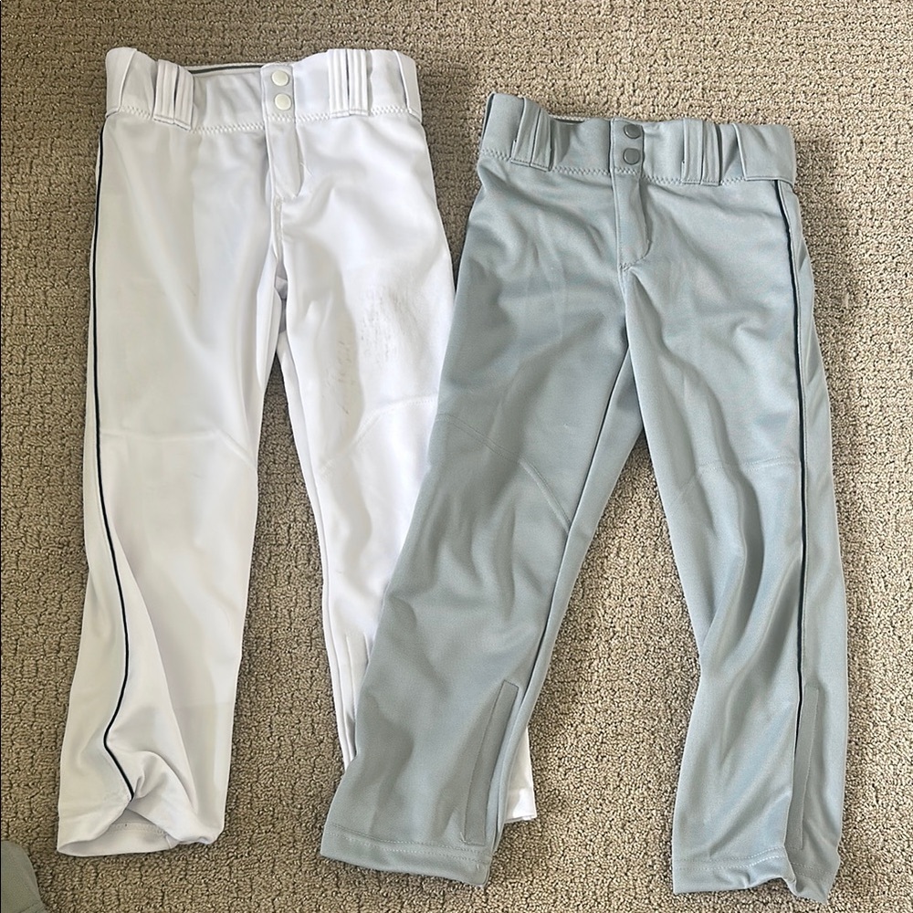 Russell Athletic White and Gray Baseball ⚾️ Pants with Elastic Waistband